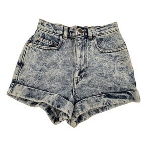American Apparel Blue Acid Wash Cuffed Hem Jean Shorts Size 25 Women’s
